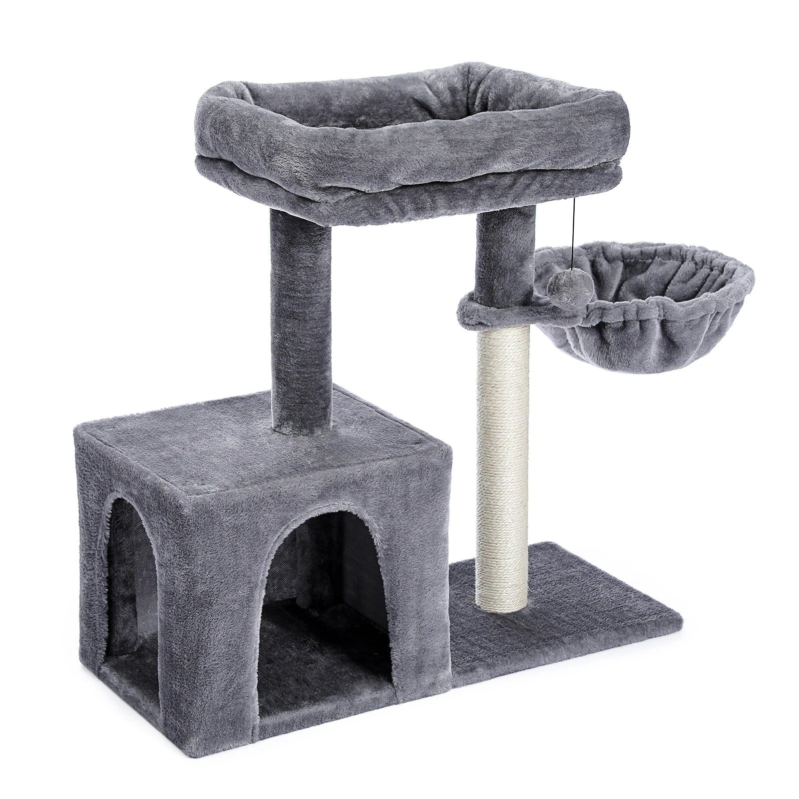 arbre-à-chat-condo-lit-attrayant-gris