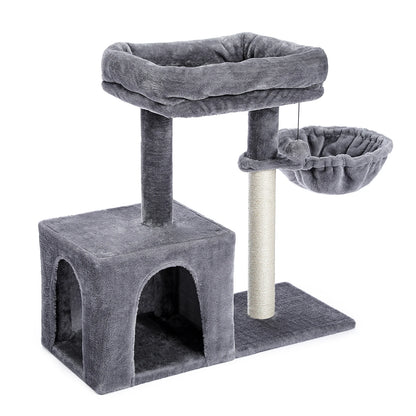arbre-à-chat-condo-lit-attrayant-gris