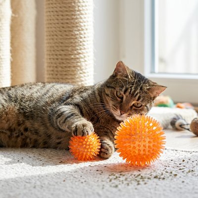 Balle orange chat résistante