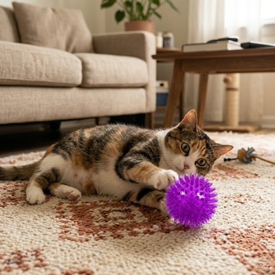 Balle violette chat amusante