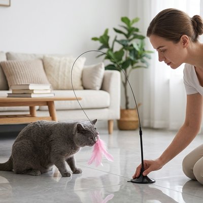 Jouet chat perche ventouse intrigant 