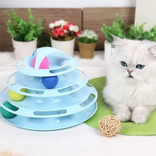 jouet-pour-chat-4-étages-balles-bleu
