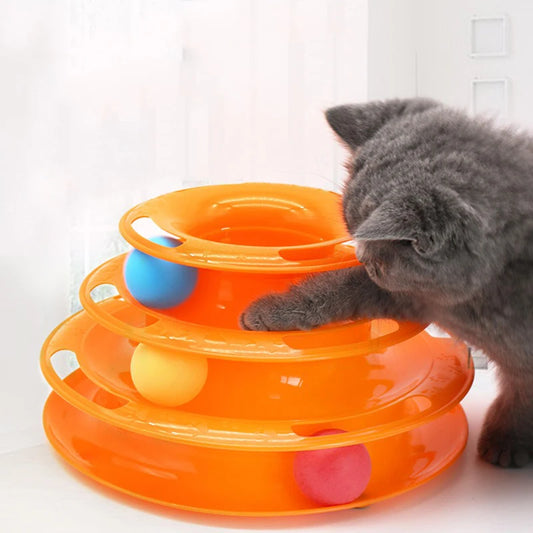 jouet-pour-chat-3-étages-balles-orange