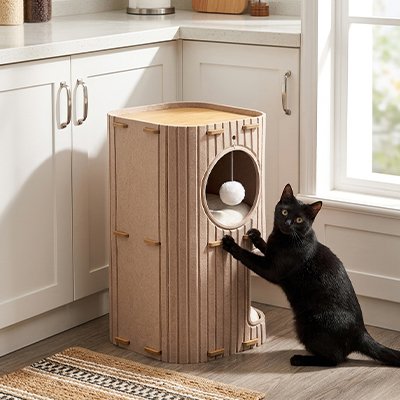 Niche pour  chat 2 étages amusant