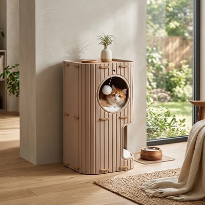Niche pour  chat 2 étages relaxant