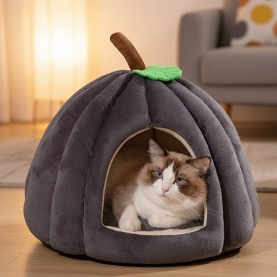 Niche pour chat citrouille apaisant
