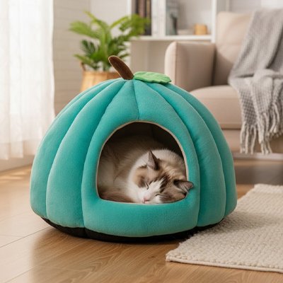 Niche pour chat citrouille confortable
