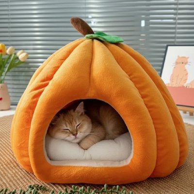 Niche pour chat citrouille relaxant