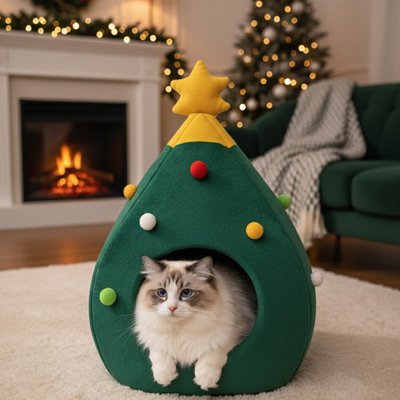 Niche pour Chat  Style Noël confortable